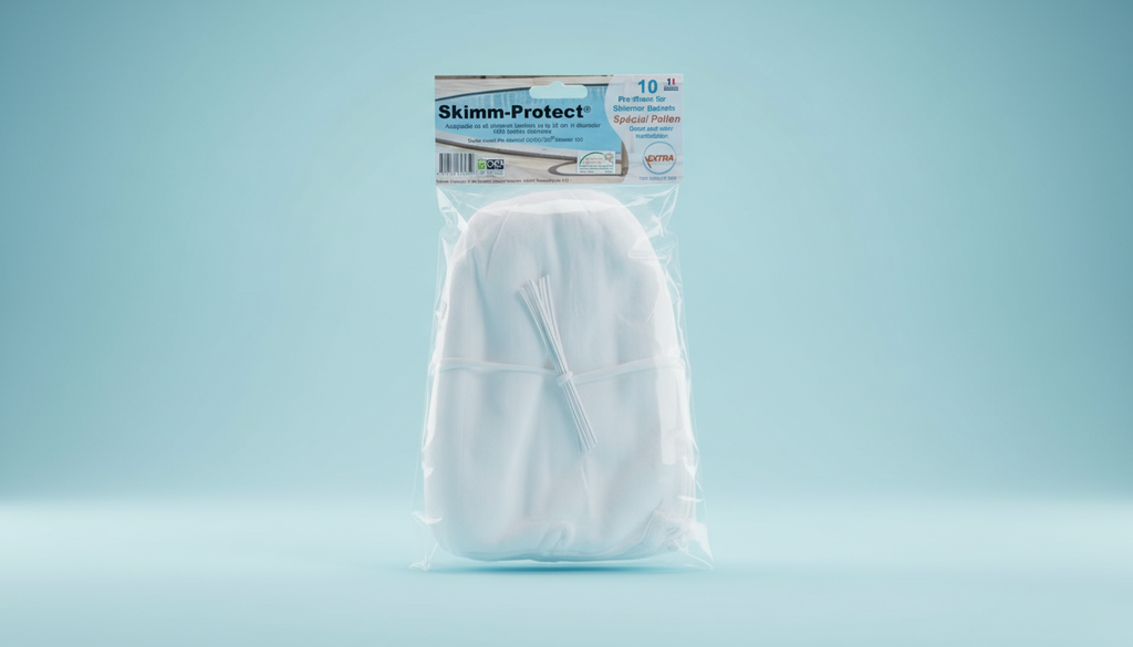 Préfiltre Skimm Protect Extra puraquafilt pour panier de skimmer piscine spécial pollen lot de 10 avec liens d’attache inclus